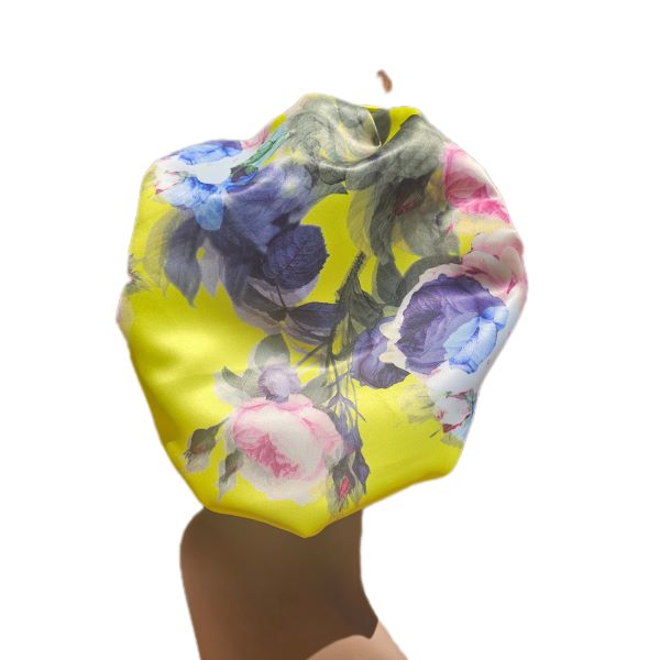 Floral Satin Bonnet - Yellow