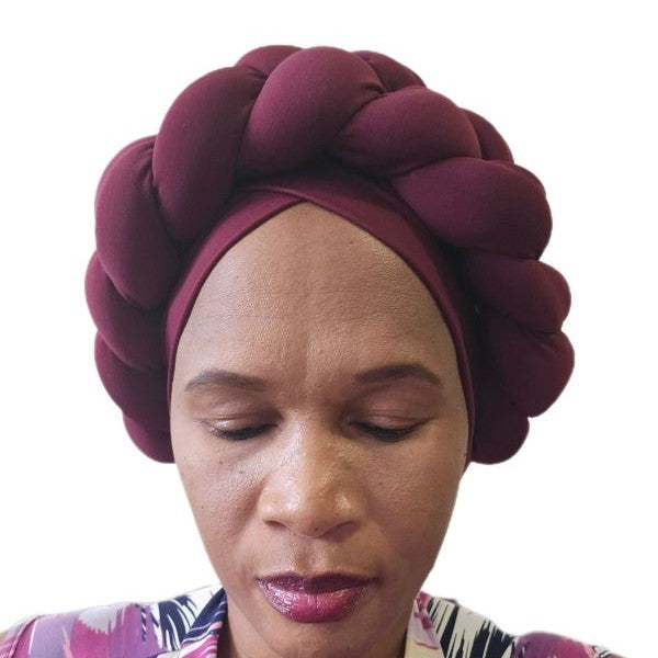 Burgundy Braided Headwrap/Turban