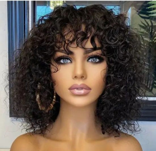 Curly Brazilian Wig  With Bangs