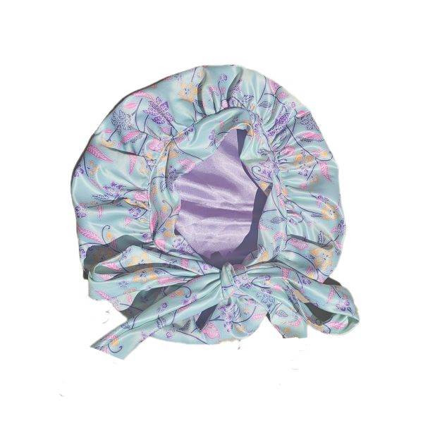 Floral Silk Bonnet - Cyan