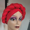 Red Braided 2 Piece Headwrap/Turban/Doek - One Size Fits All