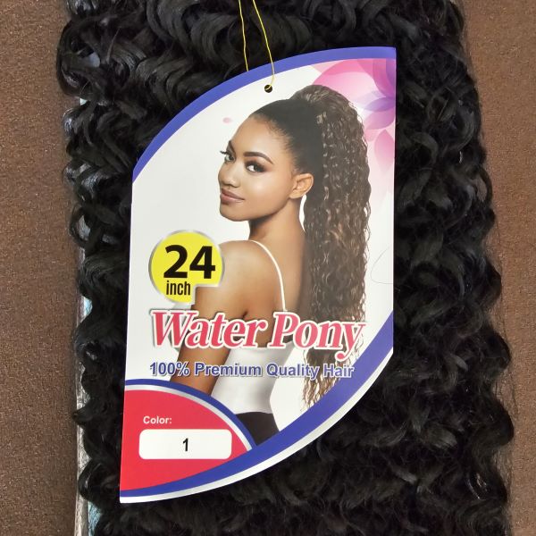 Drawstring Curly Ponytail - Black
