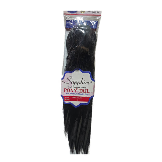 Sapphire Straight Pony Tail - Black #2 - 18 inch