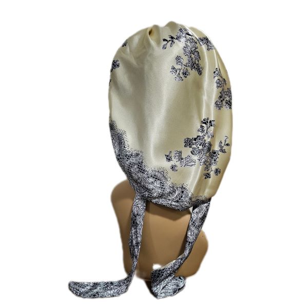 Floral Luxurious Satin Sleeping Bonnet - Cream