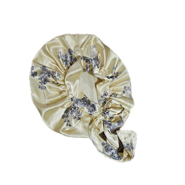 Floral Luxurious Satin Sleeping Bonnet - One Size Fits All
