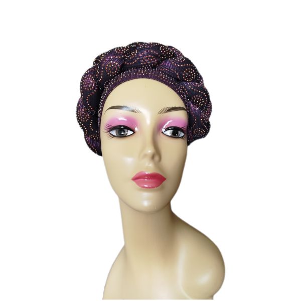 Ready To Wear Stretchy Shimmering Headwrap/Doek/Chemo Cap - Purple