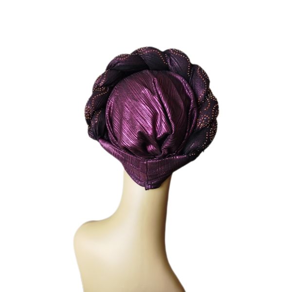 Ready To Wear Stretchy Shimmering Headwrap/Doek/Chemo Cap - Purple
