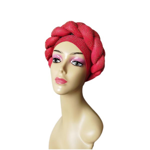 Ready To Wear Stretchy Shimmering Headwrap/Doek/Chemo Cap - Red